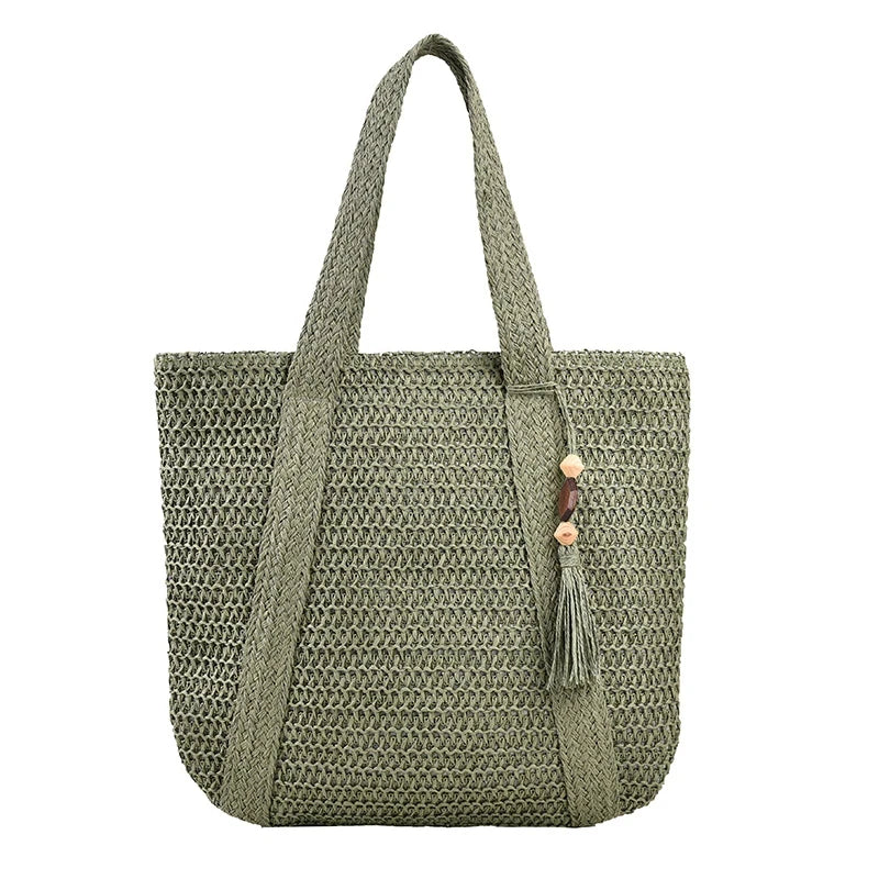 Coastal Tassel Straw Tote