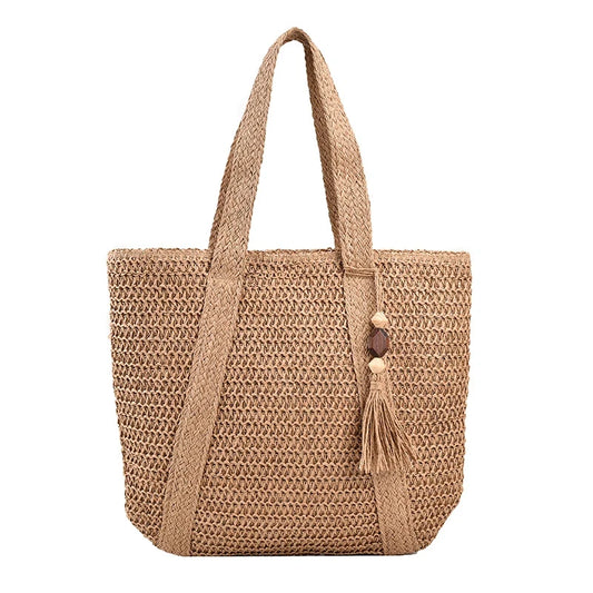 Coastal Tassel Straw Tote