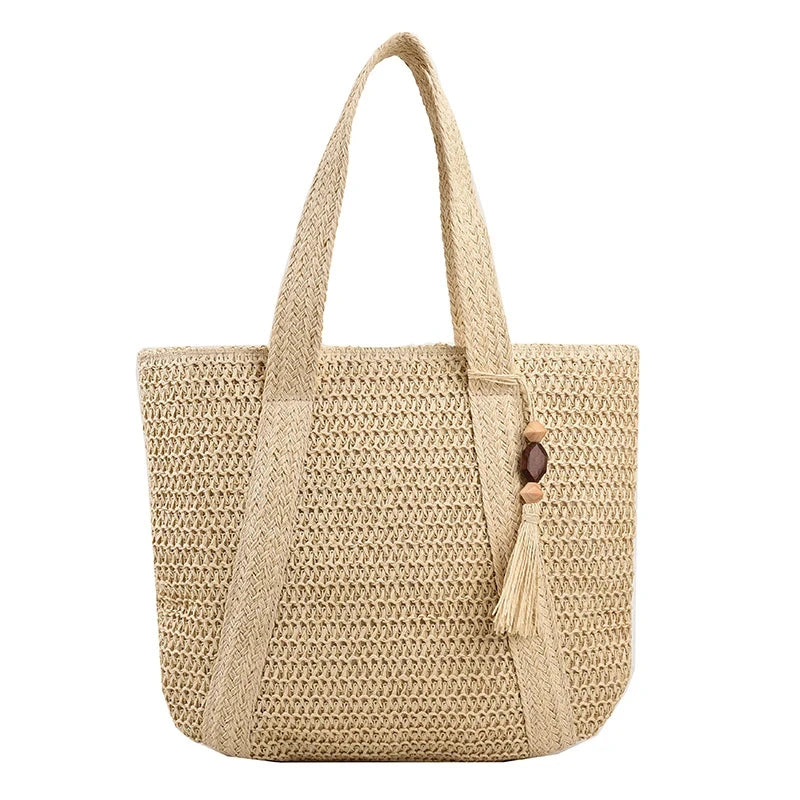 Coastal Tassel Straw Tote